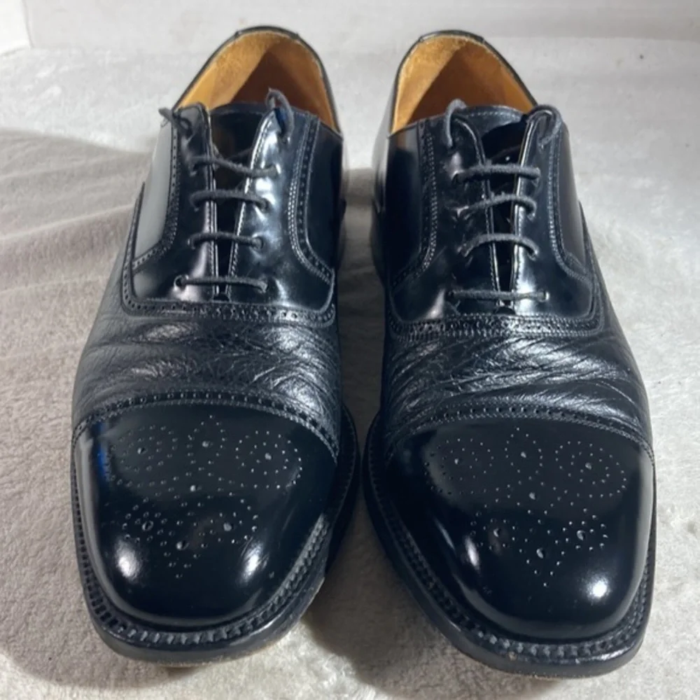 Massimo Emporio Mens Black Handmade  Cap Toe Shoes
